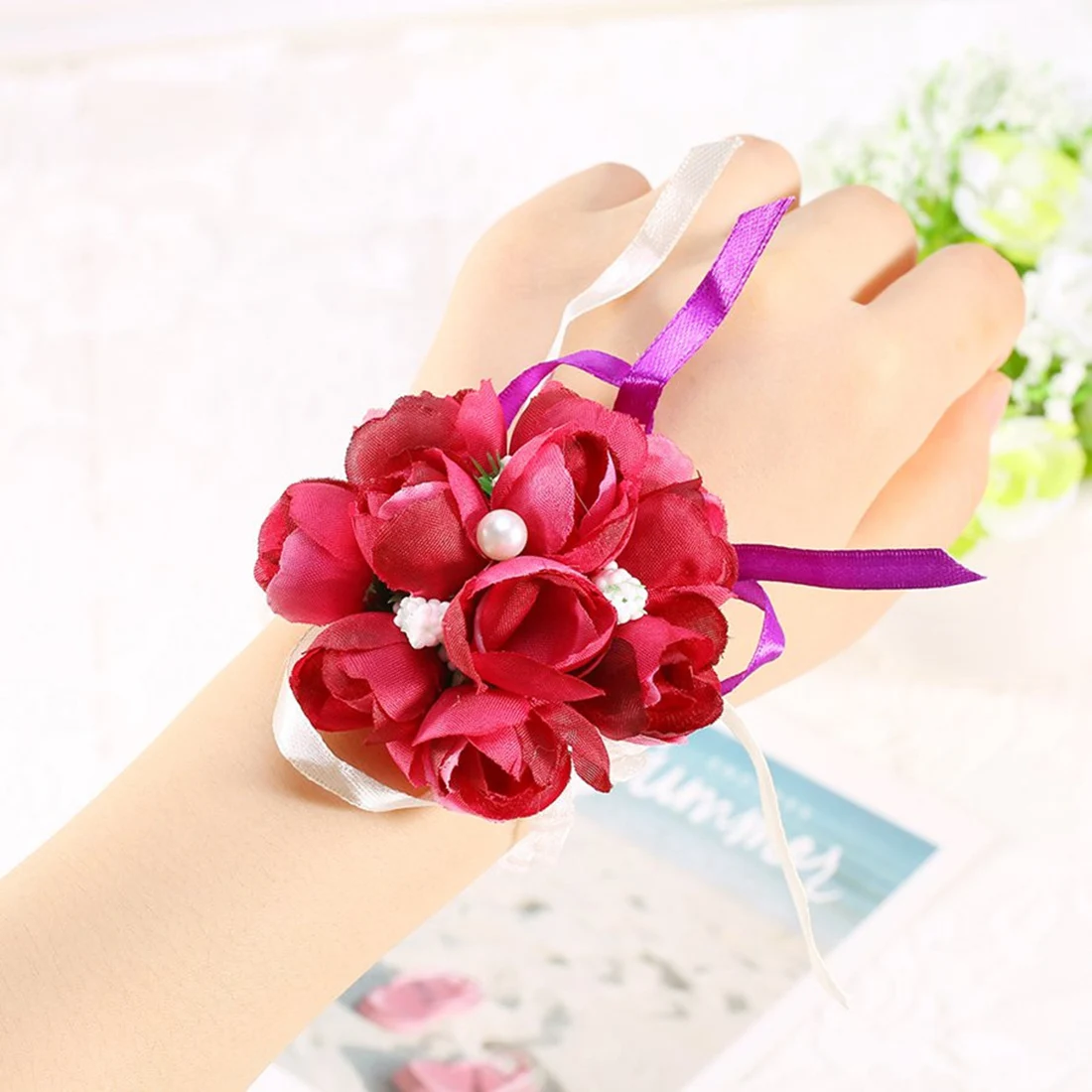 Hand Flowers for Bridal Bridesmaid Wedding Decoration Silk Handmade Bouquet Wrist Corsages 5 Colors
Hand Flowers for Bridal Bridesmaid Wedding Decoration Silk Handmade Bouquet Wrist Corsages 5 Colors