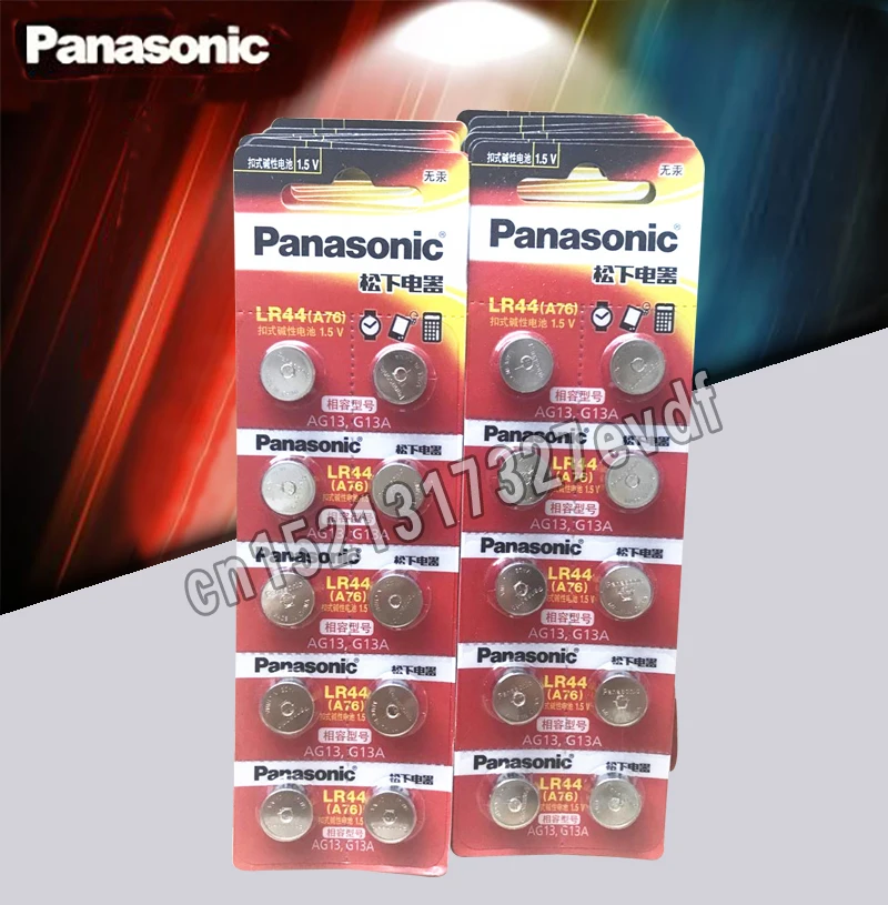 Panasonic 100pcs 1.5V Button Cell Battery lr44 Lithium Coin Batteries A76 AG13 G13A LR44 LR1154 357A SR44 100% Original
Panasonic 100pcs 1.5V Button Cell Battery lr44 Lithium Coin Batteries A76 AG13 G13A LR44 LR1154 357A SR44 100% Original