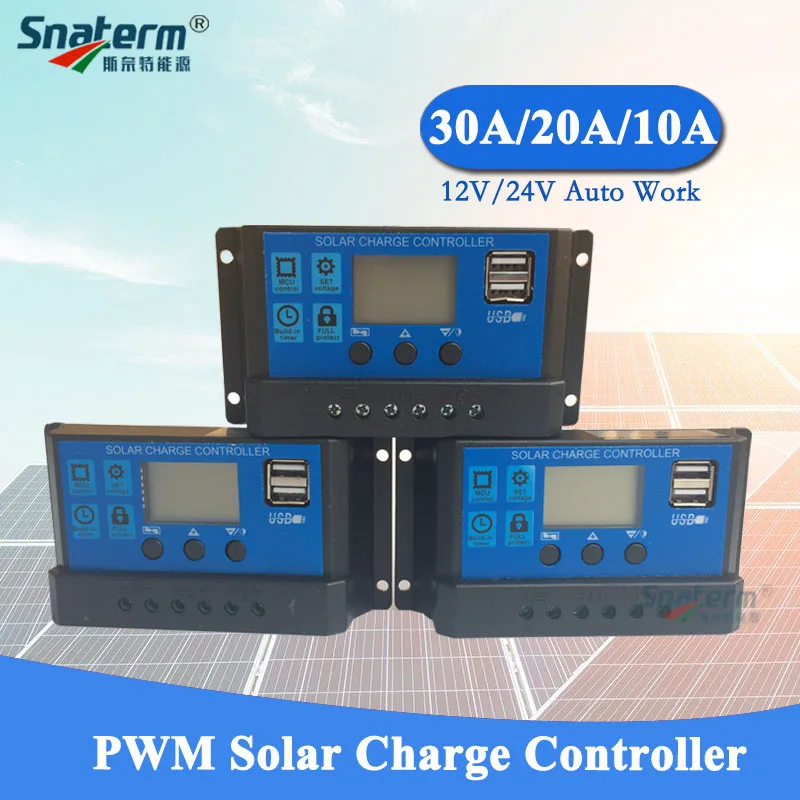 60A 50A 40A 30A 20A 10A 12V 24V Auto Solar Panel Battery Charger Controller PWM Solar PV Regulators with LCD Display and 5V USB
60A 50A 40A 30A 20A 10A 12V 24V Auto Solar Panel Battery Charger Controller PWM Solar PV Regulators with LCD Display and 5V USB