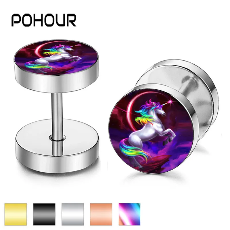 POHOUR Unicorn Stud Earrings Men Women Faux Gauges Ear Plugs Tunnel Stainless Steel Earrings
POHOUR Unicorn Stud Earrings Men Women Faux Gauges Ear Plugs Tunnel Stainless Steel Earrings