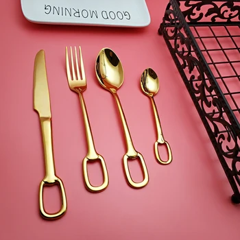 Hot Sale 4 pcs Pure Gold Hole Dinnerware 304 Stainless Steel Knife Fork Spoon Cutlery Kitchen Food Tableware Flatware Dining Set
Hot Sale 4 pcs Pure Gold Hole Dinnerware 304 Stainless Steel Knife Fork Spoon Cutlery Kitchen Food Tableware Flatware Dining Set