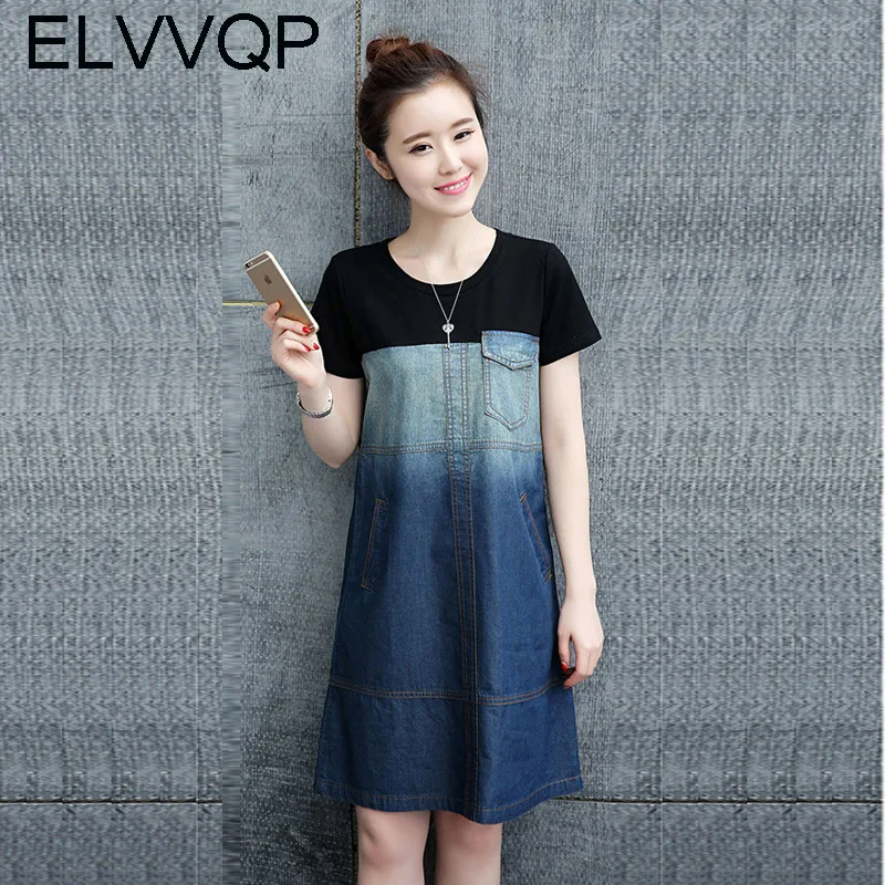 M-2XL summer New Fashion Ladies Casual Patchwork Short sleeve Loose Jeans Dresses 2018 Denim Dress Plus Size Women ClothingLF182
M-2XL summer New Fashion Ladies Casual Patchwork Short sleeve Loose Jeans Dresses 2018 Denim Dress Plus Size Women ClothingLF182