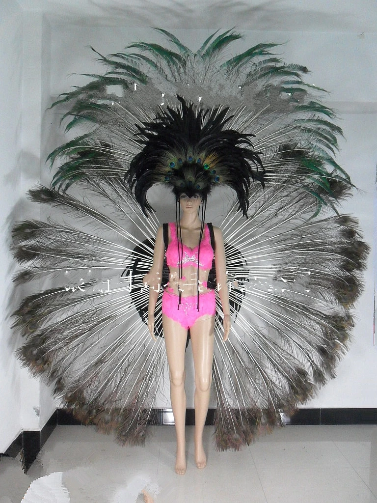 feather clothes feather headdress backpack bra pants bikini dance shows Carnival black peacock feather costume for female
feather clothes feather headdress backpack bra pants bikini dance shows Carnival black peacock feather costume for female