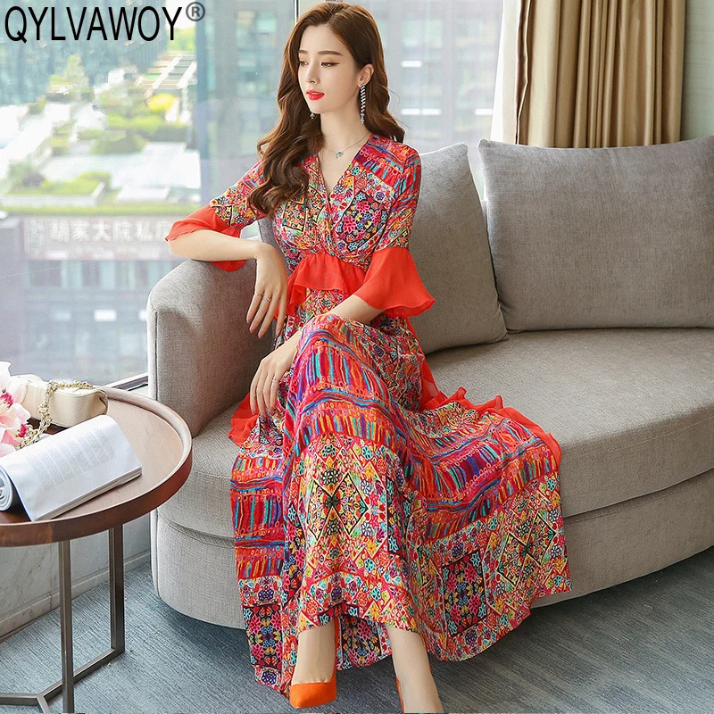 Vintage Boho Beach Summer Dress 2019 Women 100% Silk Maxi Floral Dress Elegant Ladies Dresses Pink Pleated Dress Vestidos ZS86A
Vintage Boho Beach Summer Dress 2019 Women 100% Silk Maxi Floral Dress Elegant Ladies Dresses Pink Pleated Dress Vestidos ZS86A