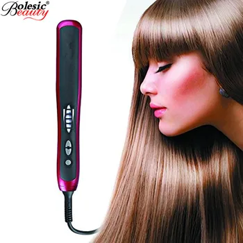 

Pro LCD Heating Electric Ionic hair iron ceramic Fast Safe Hair Straightener Anti static Ceramic Straightening Brush Comb