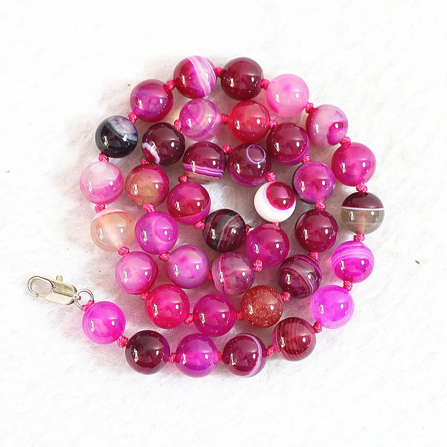 Фото Beautiful 8 mm Rose striped agate gemstone bead necklace 18 &quotAAA jade | Украшения и аксессуары