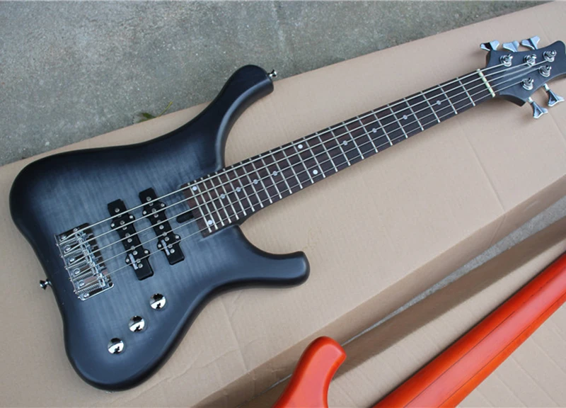 Black 5 Strings Short Chord Electric Bass Guitar with Flame Maple Veneer,Neck-thru-body,81cm,offering customized services
Black 5 Strings Short Chord Electric Bass Guitar with Flame Maple Veneer,Neck-thru-body,81cm,offering customized services