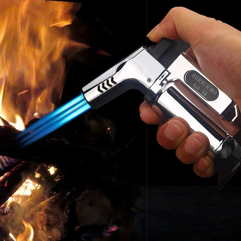 Triple Torch Lighter 3 Jet Gas Cigar Lighter Turbo Windproof Powerful Metal Spray Gun Kitchen Butane Pipe Lighter Outdoor
Triple Torch Lighter 3 Jet Gas Cigar Lighter Turbo Windproof Powerful Metal Spray Gun Kitchen Butane Pipe Lighter Outdoor