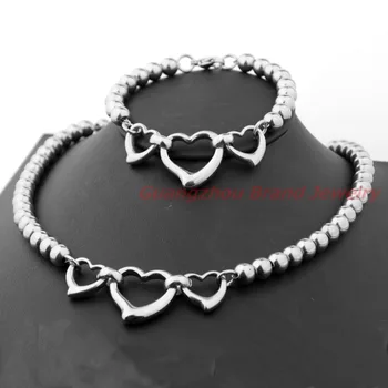 Top Design Womens Fashion Hollow Heart 6/8mm Ball Beads Pure Handmade Chain Necklace & bracelet Set Silver Color Xmans Gift
Top Design Womens Fashion Hollow Heart 6/8mm Ball Beads Pure Handmade Chain Necklace & bracelet Set Silver Color Xmans Gift