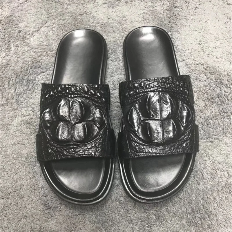 Authentic Alligator Head Skin Soft Rubble Sole Men's Casual Flats Slipper Genuine Crocodile leather Leather Male Slides Shoes
Authentic Alligator Head Skin Soft Rubble Sole Men's Casual Flats Slipper Genuine Crocodile leather Leather Male Slides Shoes