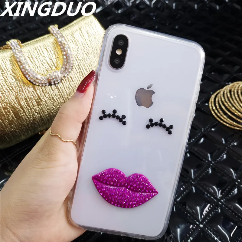 XINGDUO phone case for iphone XR XS X cute sexy Lips Jewelled Transparent Soft Back shell for iphone XS MAX 7 6 8 6S case cover
XINGDUO phone case for iphone XR XS X cute sexy Lips Jewelled Transparent Soft Back shell for iphone XS MAX 7 6 8 6S case cover