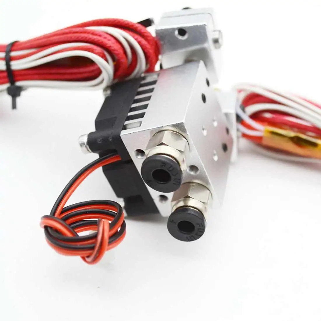 Extruder V6 Dual Nozzle 2 In 2 Out Double Head Print Hotend Kit 3D Printer Dual Extruder 1.75MM Filament 0.4MM Extrusion
Extruder V6 Dual Nozzle 2 In 2 Out Double Head Print Hotend Kit 3D Printer Dual Extruder 1.75MM Filament 0.4MM Extrusion
