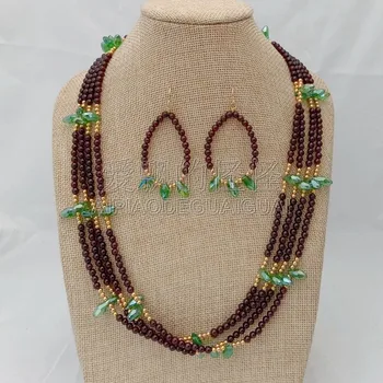 S073021 23'' 4 Strands Garnet Green Crystal Necklace Earrings Set
S073021 23'' 4 Strands Garnet Green Crystal Necklace Earrings Set