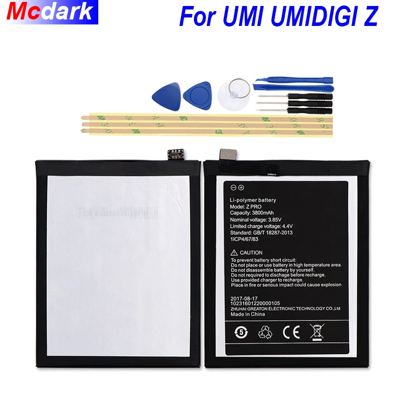 3800mAh For Umi Z Pro Battery UMIDIGI Z Pro Bateria Batterij Accumulator AKKU+Tools
3800mAh For Umi Z Pro Battery UMIDIGI Z Pro Bateria Batterij Accumulator AKKU+Tools
