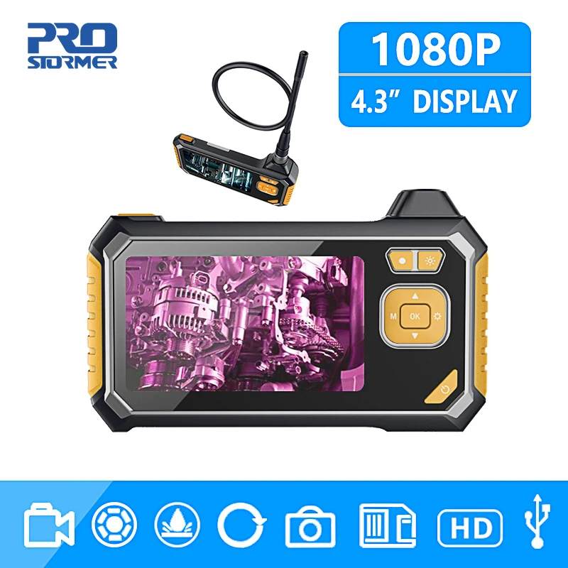 PROSTORMER 1080P HD 8mm Industrial Endoscope 4.3 Inch Auto Repair Inspection Camera Endoscope Lithium Battery Snake Hard Camera
PROSTORMER 1080P HD 8mm Industrial Endoscope 4.3 Inch Auto Repair Inspection Camera Endoscope Lithium Battery Snake Hard Camera
