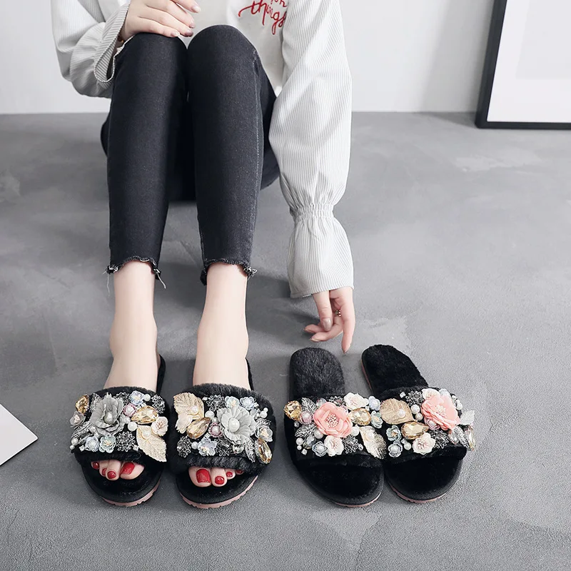 famous designer bright flower fur shoes female rhinestone pearl flip flops winter casual mules shoes female fluffy fur slippers
famous designer bright flower fur shoes female rhinestone pearl flip flops winter casual mules shoes female fluffy fur slippers