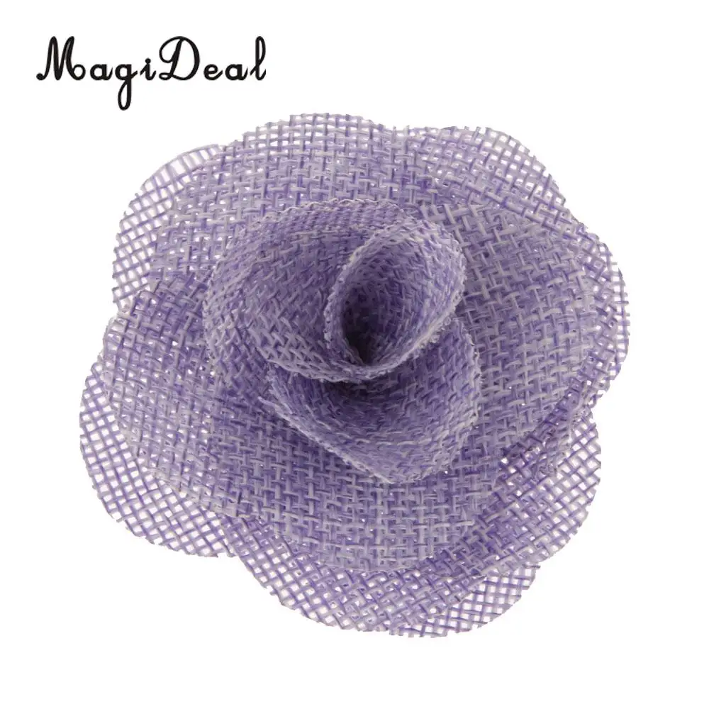 MagiDeal 10pcs/Lot 6.5cm Rustic Flower Rose Wedding Burlap Hessian Jute Vintage Decor Bride Bridegroom Corsage Wedding Supplies