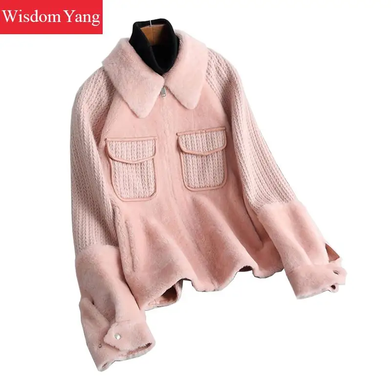 Winter Warm Genuine Leather Sheepskin Shearing Coat Beige Pink Blue Jackets Coat Womens Ladies Sweater Coats Overcoat Outerwear
Winter Warm Genuine Leather Sheepskin Shearing Coat Beige Pink Blue Jackets Coat Womens Ladies Sweater Coats Overcoat Outerwear