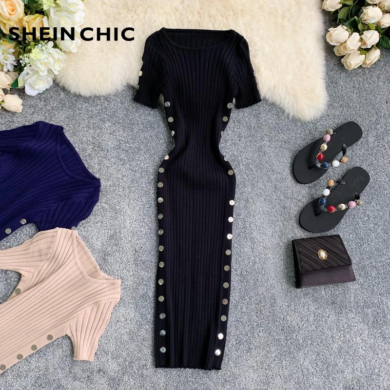 Summer 2019 Women Knitted O Neck Dress Vintage Double Breasted Sequined Mini Dress Black Green Waist Slim Striped Retro Vestidos
Summer 2019 Women Knitted O Neck Dress Vintage Double Breasted Sequined Mini Dress Black Green Waist Slim Striped Retro Vestidos