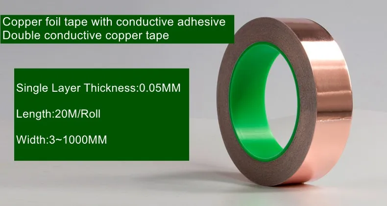 

5 Rolls Width 20mm x 20m,Copper foil tape with conductive adhesive Double-guided copper tape,Shielding tape,Heat-resistant