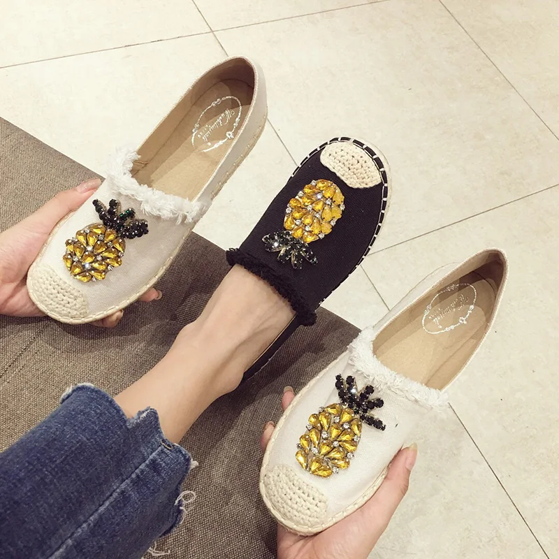 Dropshipping 2019 New Women Espadrilles Flats Crystal Pineapple Hemp Fisherman Slip on Single Shoes Fashion Rhinestone Loafers
Dropshipping 2019 New Women Espadrilles Flats Crystal Pineapple Hemp Fisherman Slip on Single Shoes Fashion Rhinestone Loafers