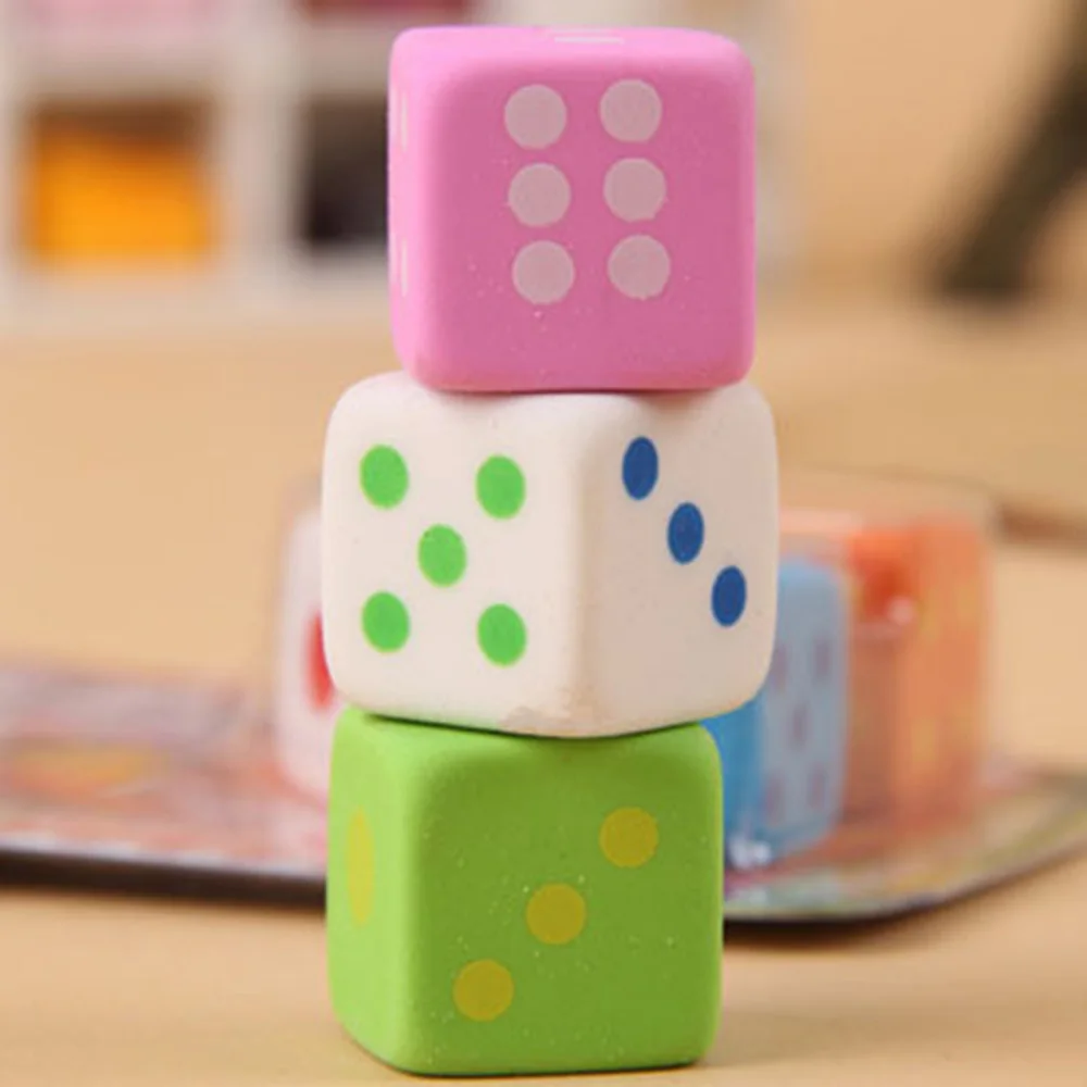 3 Pc Novelty Dice Shaped Erasers For Kids 3D Candy Color Rubber Eraser Toys Kawaii Stationery School Office Supplies
3 Pc Novelty Dice Shaped Erasers For Kids 3D Candy Color Rubber Eraser Toys Kawaii Stationery School Office Supplies