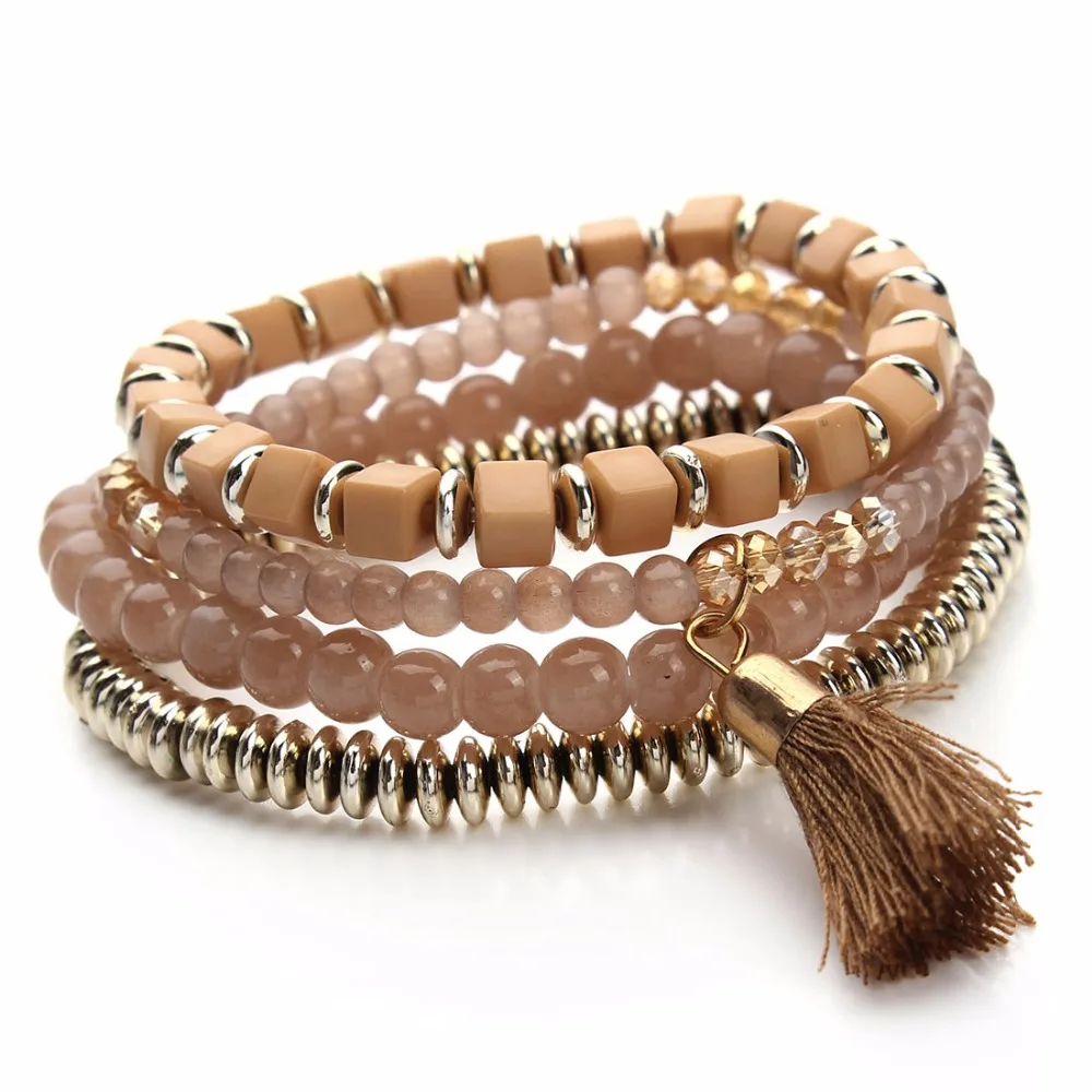 LOULEUR 4 Colors Bohemian Beach Style Candy Color Multilayer Beads Tassel Charm Bracelets Bangles For Women Gift Pulseras Mujer
LOULEUR 4 Colors Bohemian Beach Style Candy Color Multilayer Beads Tassel Charm Bracelets Bangles For Women Gift Pulseras Mujer