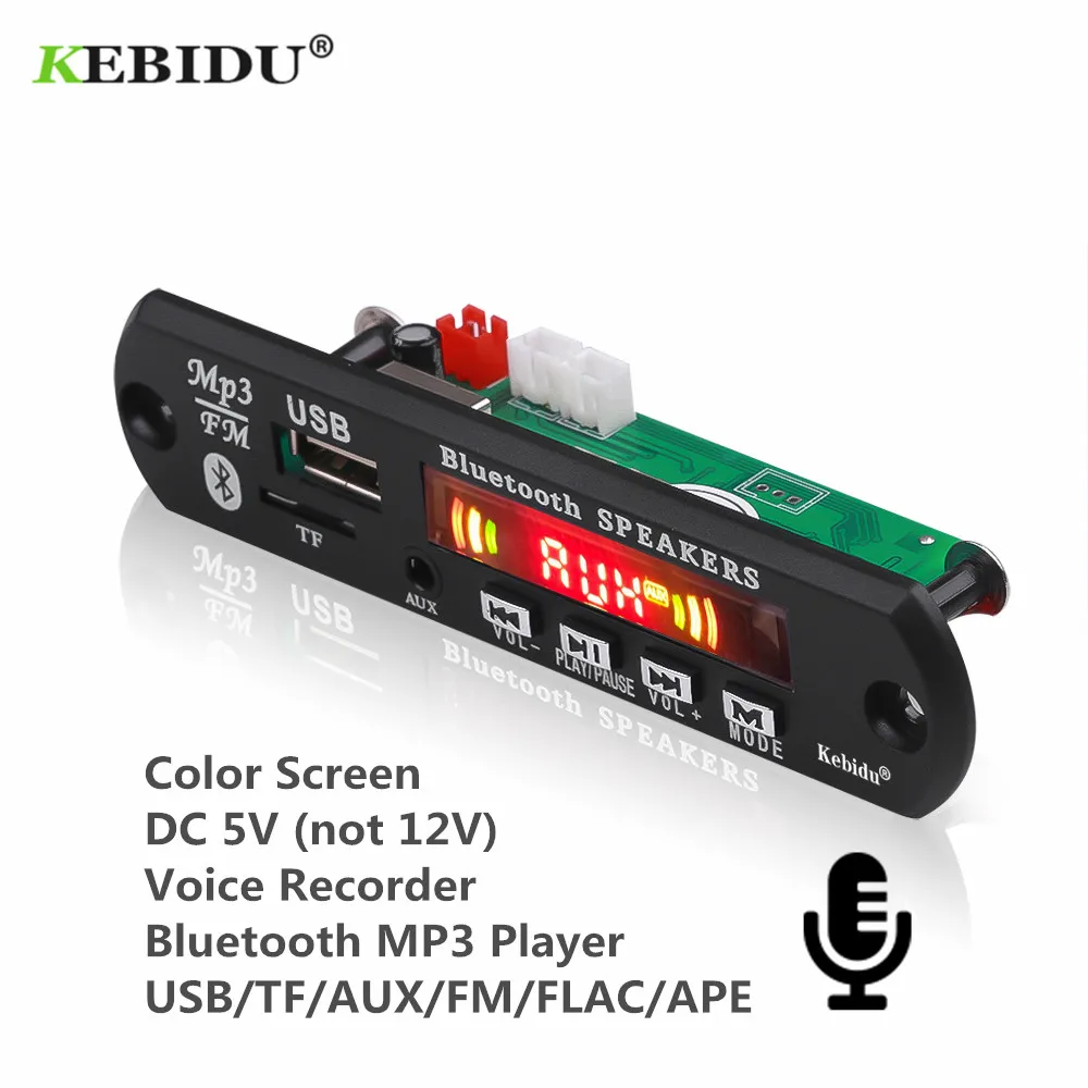 KEBIDU 5V Bluetooth MP3 Player Decoder Board Color Screen for Car Kit FM Radio TF USB 3.5mm AUX Audio Module Record Hands-free
KEBIDU 5V Bluetooth MP3 Player Decoder Board Color Screen for Car Kit FM Radio TF USB 3.5mm AUX Audio Module Record Hands-free