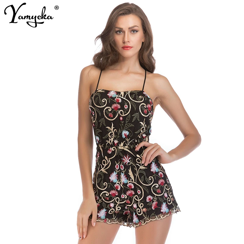 Sexy Backless Bandage Summer Playsuits women Mesh lace embroidery Floral Strapless bodysuit Luxury Night club Queen jumpsuit N
Sexy Backless Bandage Summer Playsuits women Mesh lace embroidery Floral Strapless bodysuit Luxury Night club Queen jumpsuit N