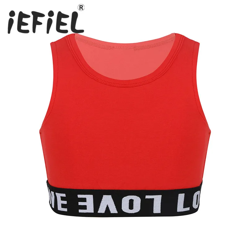 

Kids Girls Ballet Dance Crop Top Child Sleeveless Round Neck Tanks Tops Crop Top for Modern Jazz Street Dance Stage Performance