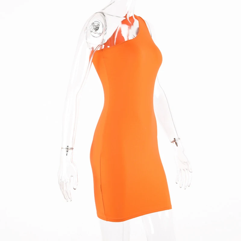 Hugcitar one shoulder cotton slim 2019 summer autumn women bodycon mini dress sexy party club sleeveless clothes Hugcitar one shoulder cotton slim 2019 summer autumn women bodycon mini dress sexy party club sleeveless clothes