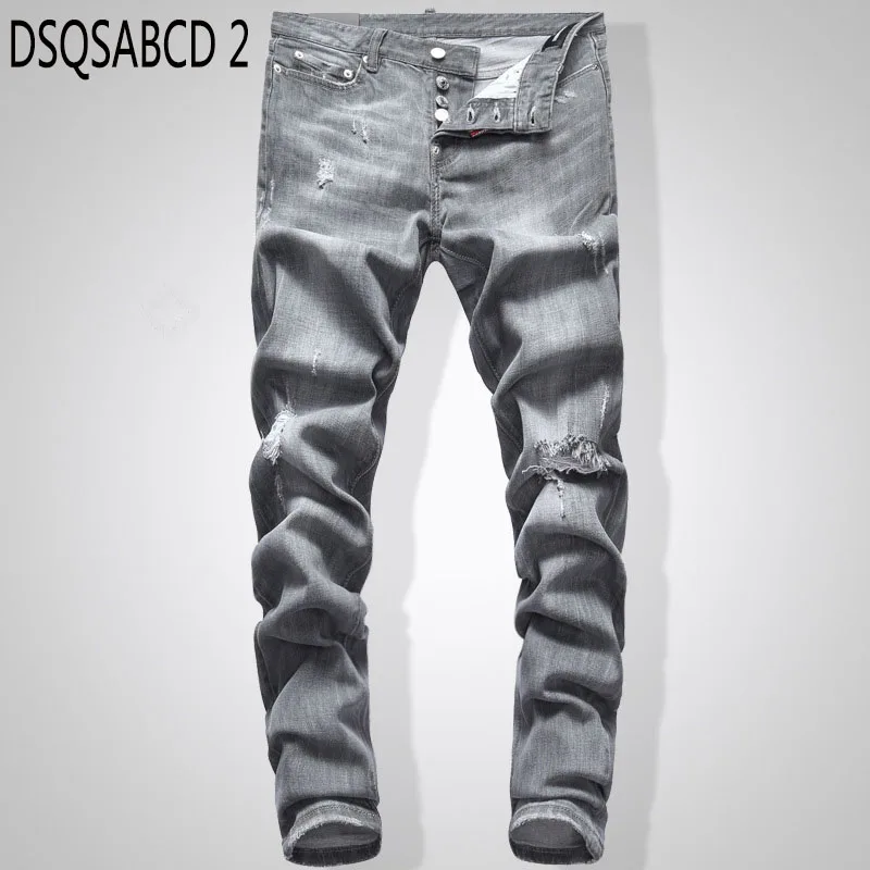 European American Style Fashion men hole jeans famous brand straight grey hole button slim brand jeans Pencil Pants for men
European American Style Fashion men hole jeans famous brand straight grey hole button slim brand jeans Pencil Pants for men