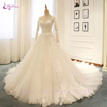 Waulizane Elegant Tulle V-Neck A-Line Wedding Dresses Embroidery Appliques Lace Sleeveless Lace Up Floral Print Bride Dress
Waulizane Elegant Tulle V-Neck A-Line Wedding Dresses Embroidery Appliques Lace Sleeveless Lace Up Floral Print Bride Dress