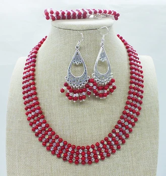 Free Shipping. Classic, Red Coral, Crystal Nigerian Bride Necklace Bracelet Ear Stud Set
Free Shipping. Classic, Red Coral, Crystal Nigerian Bride Necklace Bracelet Ear Stud Set