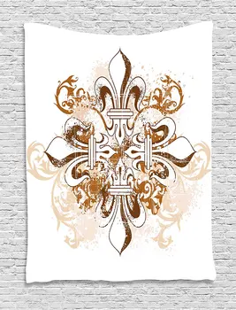 Fleur De Lis Tapestry Ancient Antique Heraldry Cross Vintage Floral Swirls Traditional Old Fashion, Wall Hanging for Bedroom
Fleur De Lis Tapestry Ancient Antique Heraldry Cross Vintage Floral Swirls Traditional Old Fashion, Wall Hanging for Bedroom