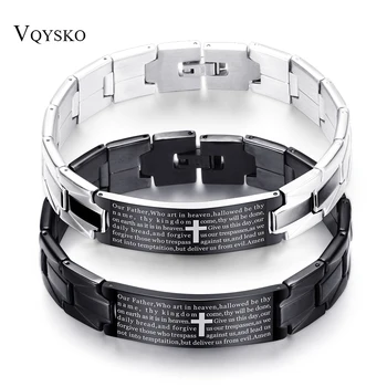 VQYSKO Cross Pattern Stainless Steel Bracelet In Black Color Scripture Religious Bangle Bracelets for Men
VQYSKO Cross Pattern Stainless Steel Bracelet In Black Color Scripture Religious Bangle Bracelets for Men