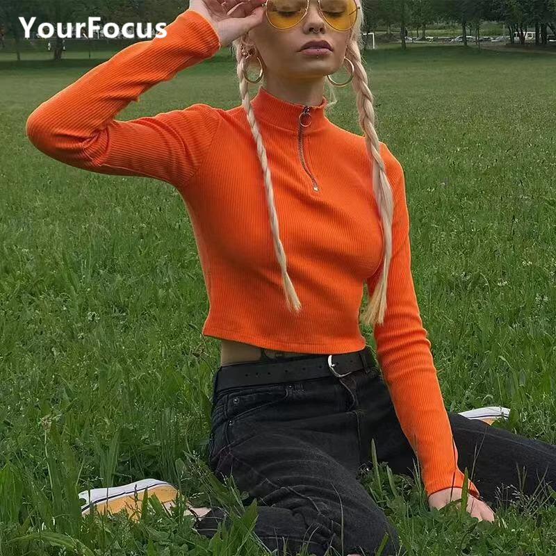 New streetwear harajuku punk vibrant orange ring zipper sweater women short cropped pull femme tops
New streetwear harajuku punk vibrant orange ring zipper sweater women short cropped pull femme tops