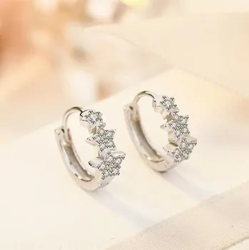 Fashion Simple Silver Color Zirconia Cute Star Loop Huggies Small Hoop Earring For Girls Women Party Earring Jewelry EH054
Fashion Simple Silver Color Zirconia Cute Star Loop Huggies Small Hoop Earring For Girls Women Party Earring Jewelry EH054
