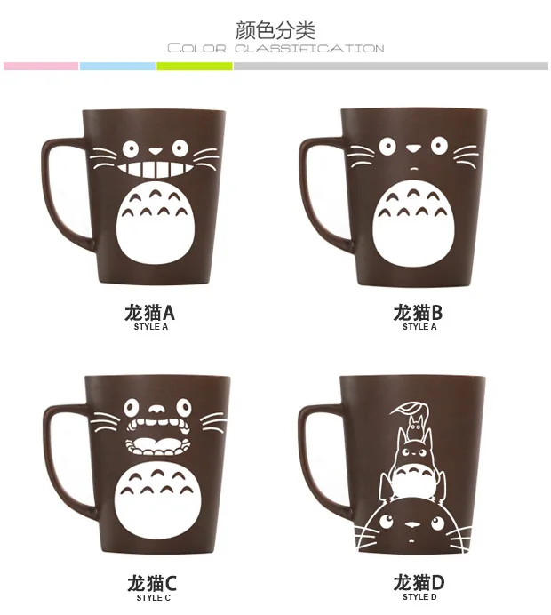 OUSSIRRO Totoro Theme Milk / Coffee Mugs With Cover and Spoon Pure Color Mugs Cup Kitchen Tool Gift
