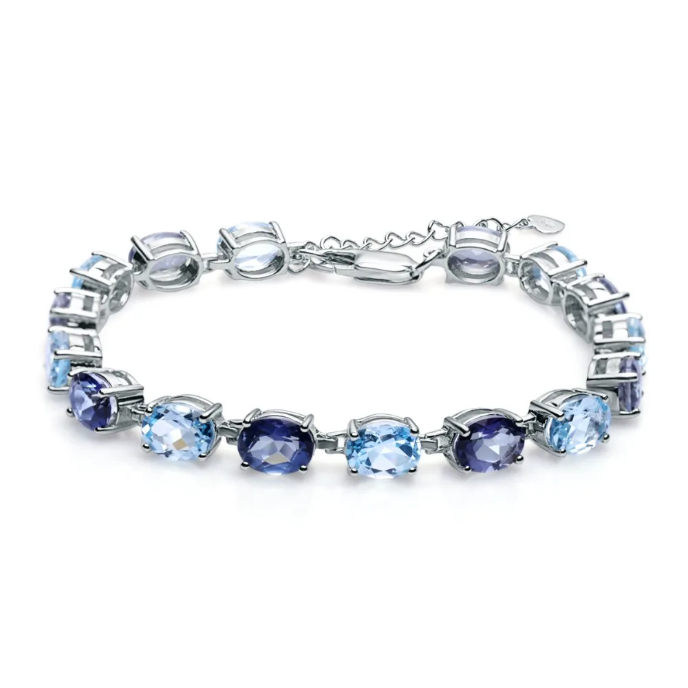 Gem's Ballet Natural Oval Sky Blue Topaz Mystic Quartz Gemstone 925 Sterling Silver Bracelets & Bangles For Women Fine Jewelry
Gem's Ballet Natural Oval Sky Blue Topaz Mystic Quartz Gemstone 925 Sterling Silver Bracelets & Bangles For Women Fine Jewelry
