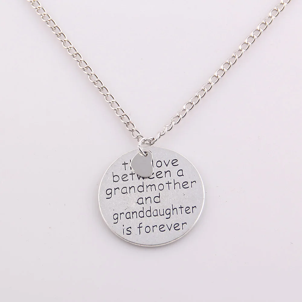 Image 2016 new hot sales best gift heart the love between a grandmother and granddaughter is forever necklace,free shipping FAM001