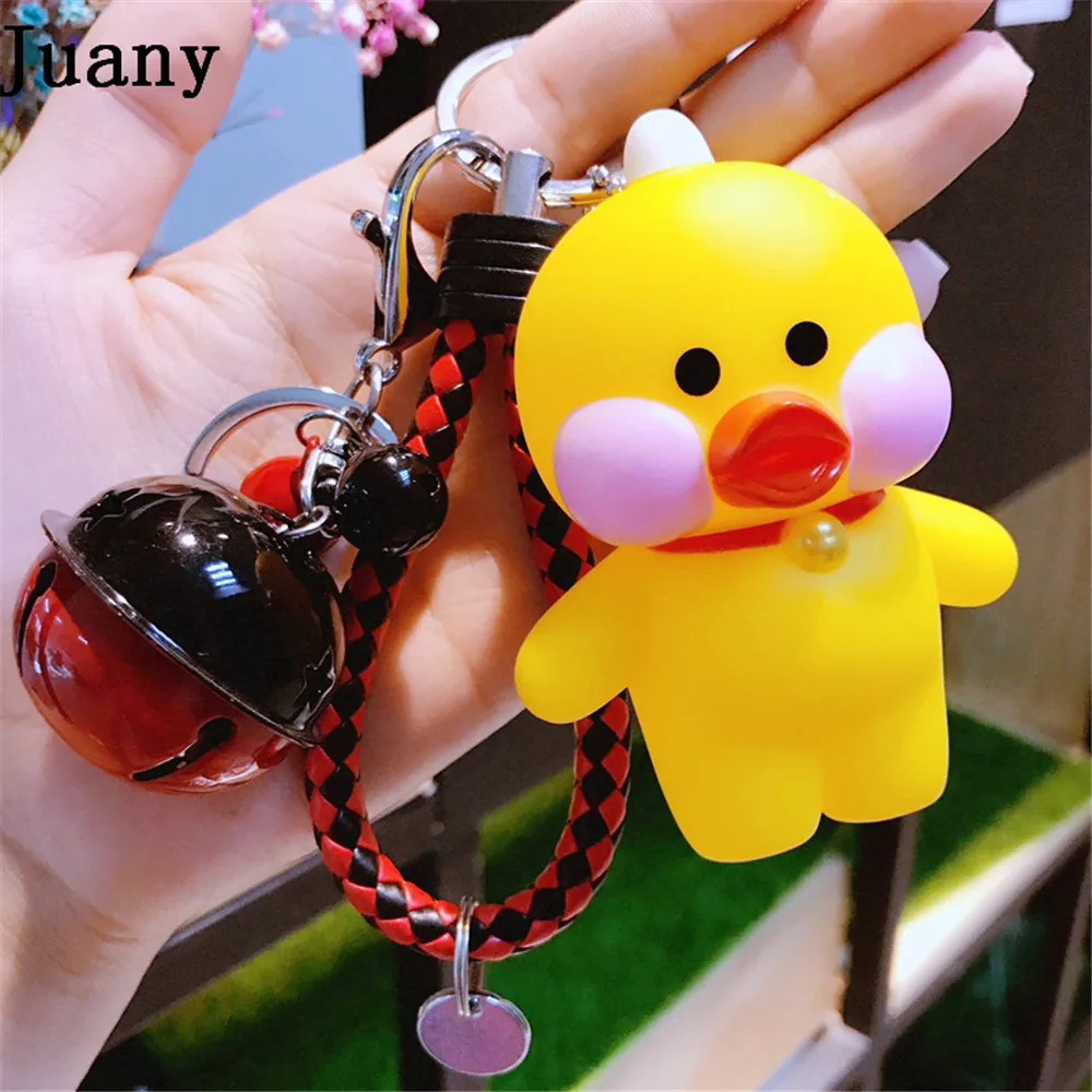 Juany duck key chain key ring pom gift for women girl bag pendant charm key ring 4
