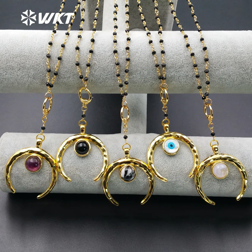 WT-N961 Wholesale natural stone fashion jewelry Resist tarnishable gold color Ox horn pendant with black bead necklace for women
WT-N961 Wholesale natural stone fashion jewelry Resist tarnishable gold color Ox horn pendant with black bead necklace for women