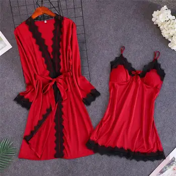 sexy robe & gown sets bathrobe + mini night dress two pieces sleepwear womens sleep set faux silk Nightwear
sexy robe & gown sets bathrobe + mini night dress two pieces sleepwear womens sleep set faux silk Nightwear