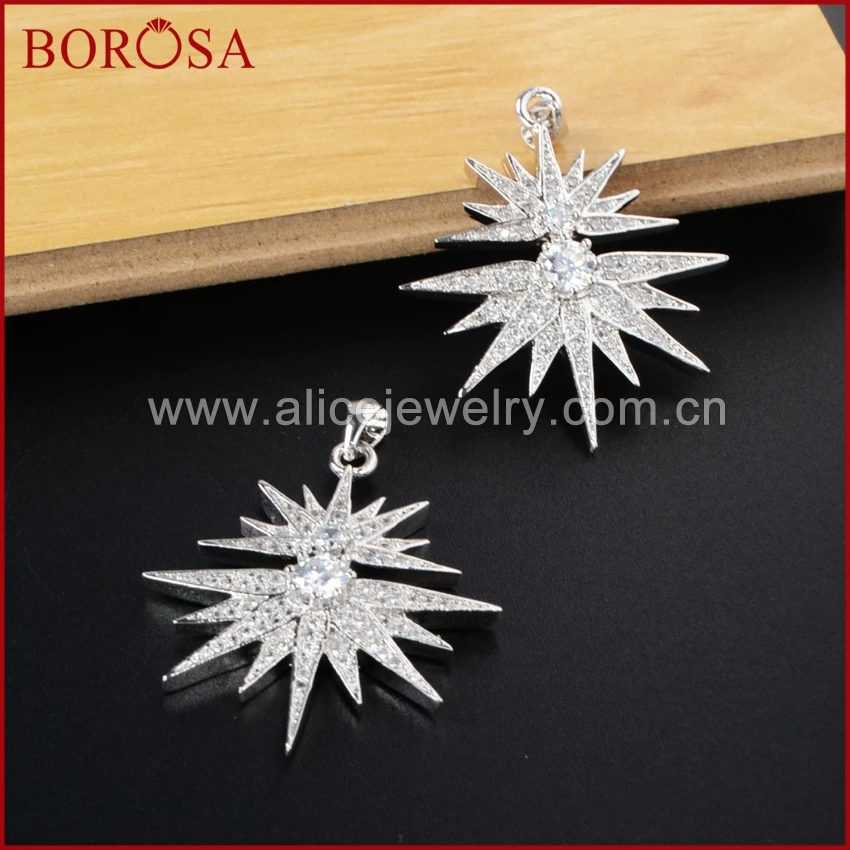 BOROSA Silver Color Pave CZ Merkaba Star Super Sparkly Diamante Starburst Crystal Pendant Bead Fashion Jewelry WX028
BOROSA Silver Color Pave CZ Merkaba Star Super Sparkly Diamante Starburst Crystal Pendant Bead Fashion Jewelry WX028