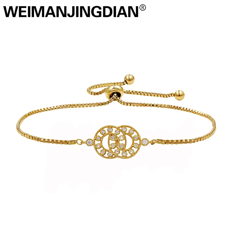 WEIMANJINGDIAN Two Circle Cross Design Cubic Zirconia Crystal CZ Zircon Pull String Trendsetting Bolo Bracelet for Women
WEIMANJINGDIAN Two Circle Cross Design Cubic Zirconia Crystal CZ Zircon Pull String Trendsetting Bolo Bracelet for Women