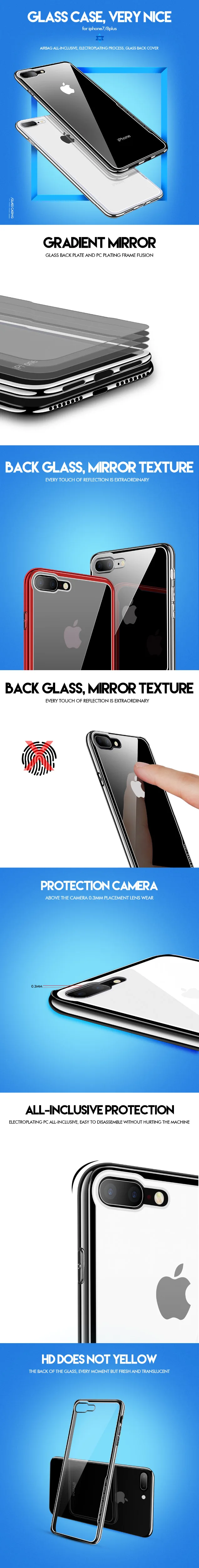 NYFundas Luxury Plating Clear Case For iphone 6 6s 7 8 X 10 Fundas Capa Cases on ist Mirror Tempered Glass Back Cover Accessory (11)