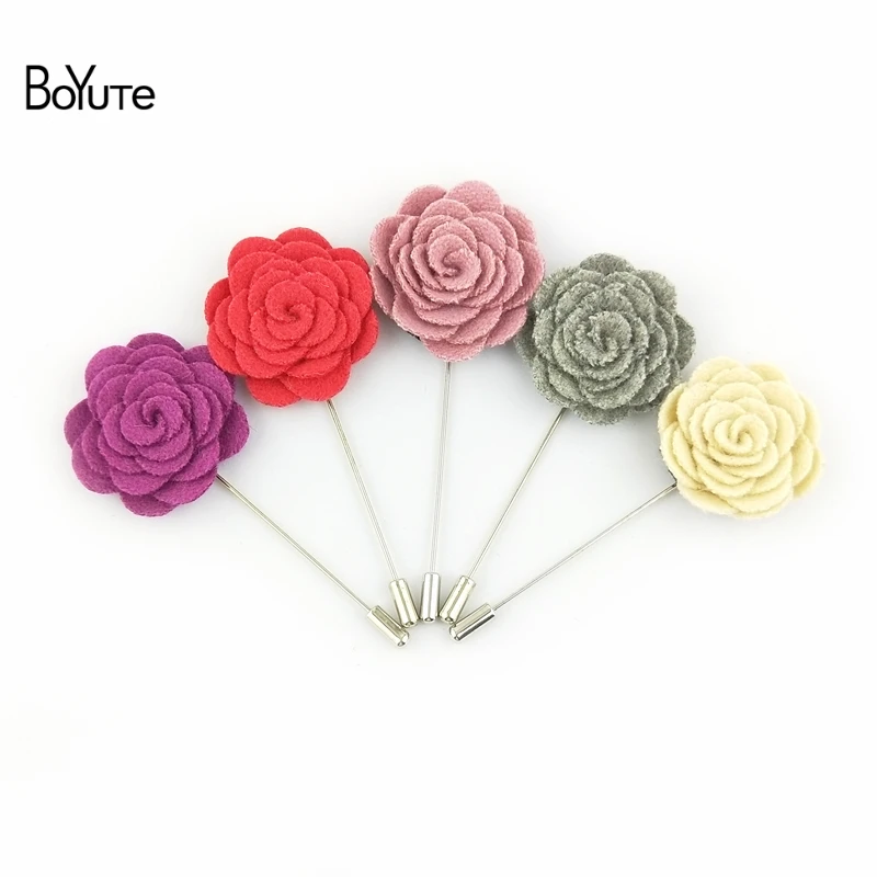 

BoYuTe (10 Pieces/Lot) High Quality Handmade Wool Fabric Flower Lapel Pin Men Brooch Pins for Suits