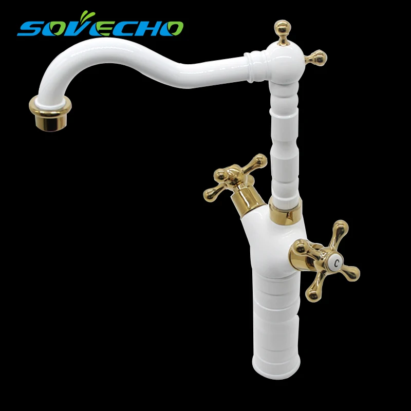 Two Handles Bathroom Sink Contemporary Centerset White Painting Finish Faucet B0015
Two Handles Bathroom Sink Contemporary Centerset White Painting Finish Faucet B0015