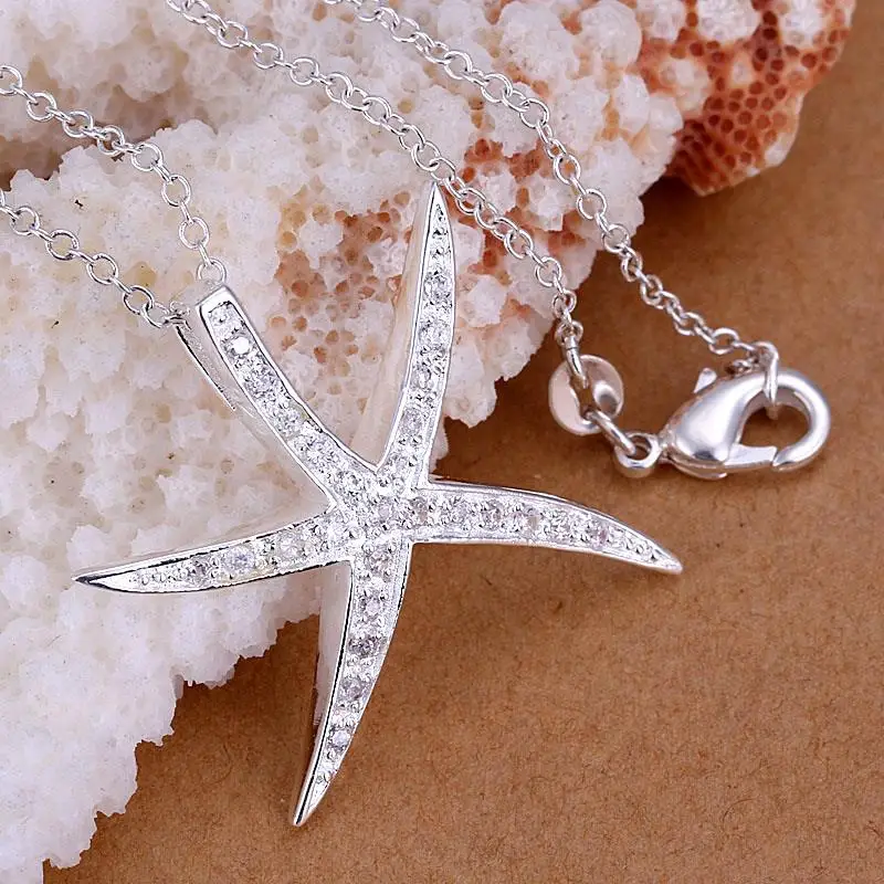 New Fashion 925 Jewelry Silver PLated Zircon Rhinestone Inlaid Starfish Necklace Pendant Charms Accessories for Women Girl VL
New Fashion 925 Jewelry Silver PLated Zircon Rhinestone Inlaid Starfish Necklace Pendant Charms Accessories for Women Girl VL